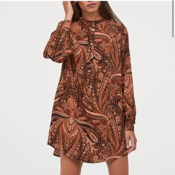 H&M Paisley Print Dress - Brown and Black - Picture 3 of 11